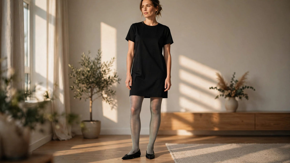 Berkshire Vertical Stripe Tights: Simple Dress Styling - Berkshire