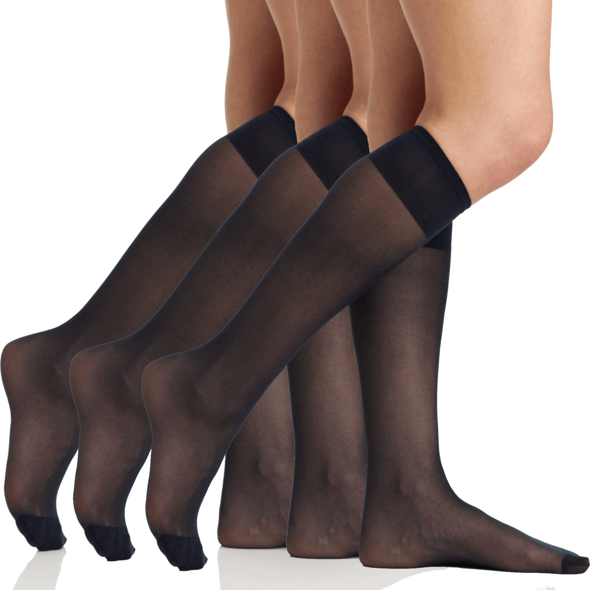 3 Pair Pack All Day Sheer Knee High with Reinforced Toe - 6528 by Berkshire