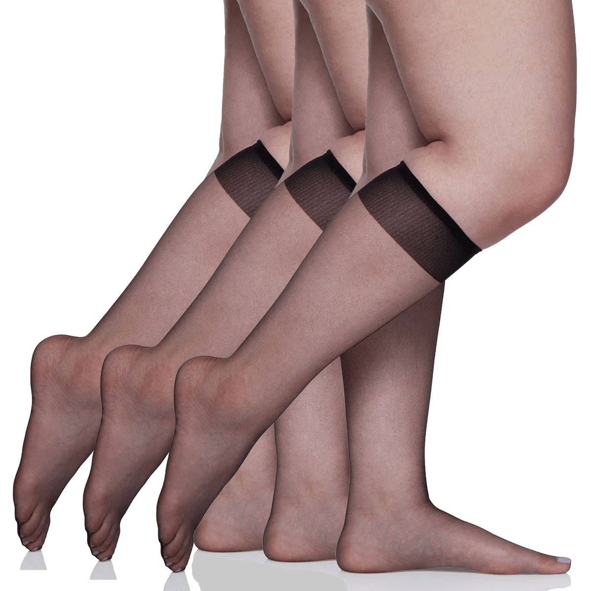 3 Pair Pack Queen Ultra Sheer Knee High with Sandalfoot Toe - 6725 by Berkshire