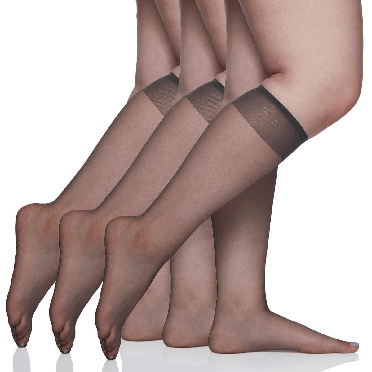 3 Pair Pack Queen Ultra Sheer Knee High with Sandalfoot Toe - 6725 by Berkshire