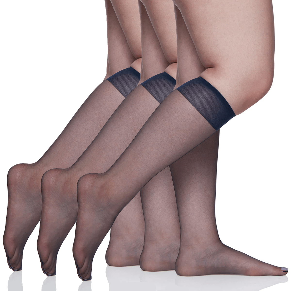 3 Pair Pack Queen Ultra Sheer Knee High with Sandalfoot Toe - 6725 by Berkshire