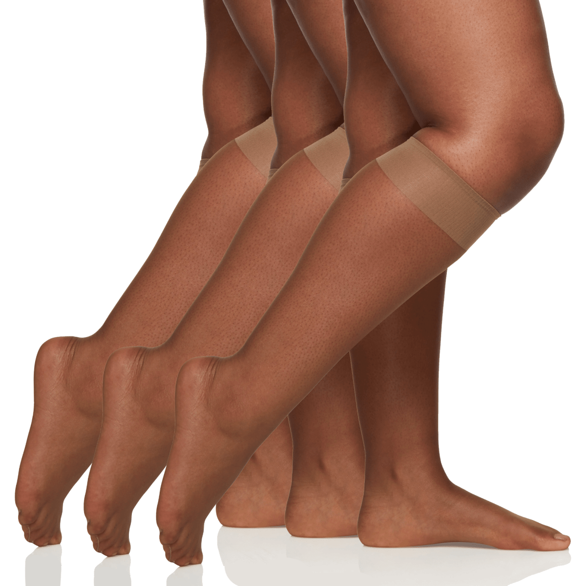 3 Pair Pack Queen Ultra Sheer Knee High with Sandalfoot Toe - 6725 by Berkshire