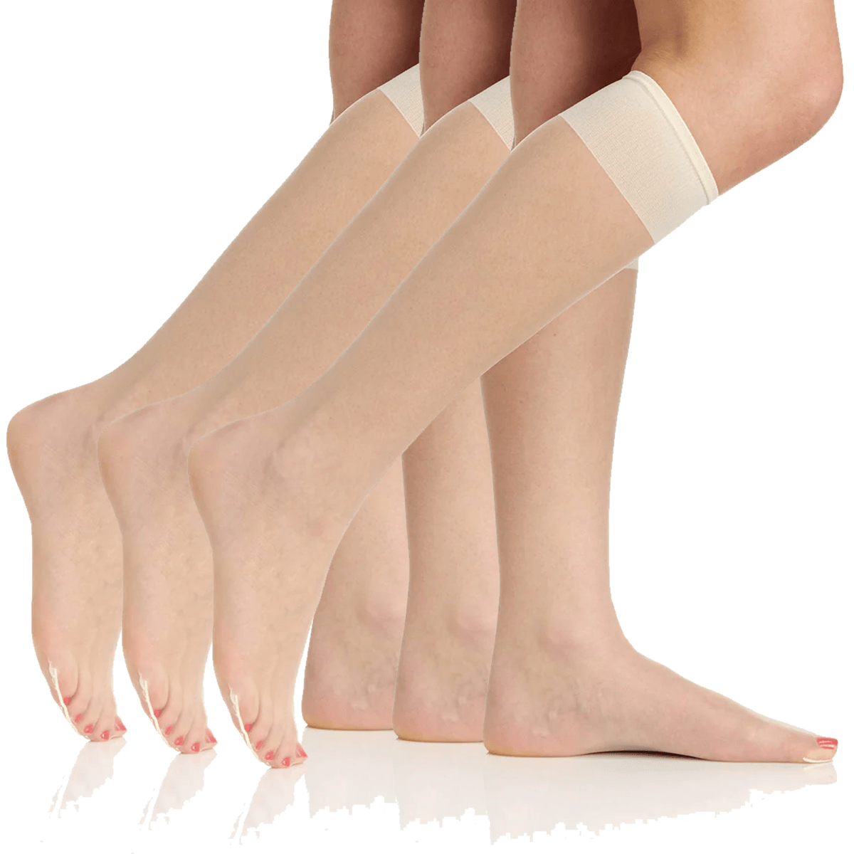 3 Pair Pack Ultra Sheer Knee High with Sandalfoot Toe - 6525 by Berkshire