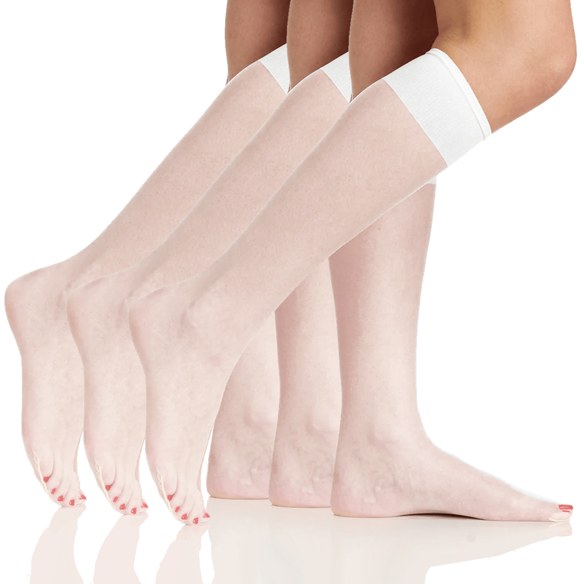 3 Pair Pack Ultra Sheer Knee High with Sandalfoot Toe - 6525 by Berkshire