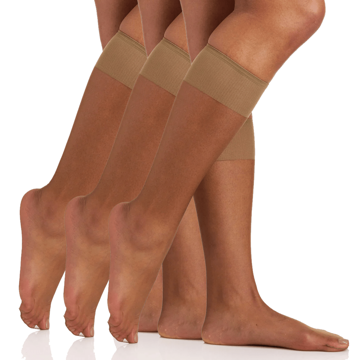 3 Pair Pack Ultra Sheer Knee High with Sandalfoot Toe - 6525 by Berkshire