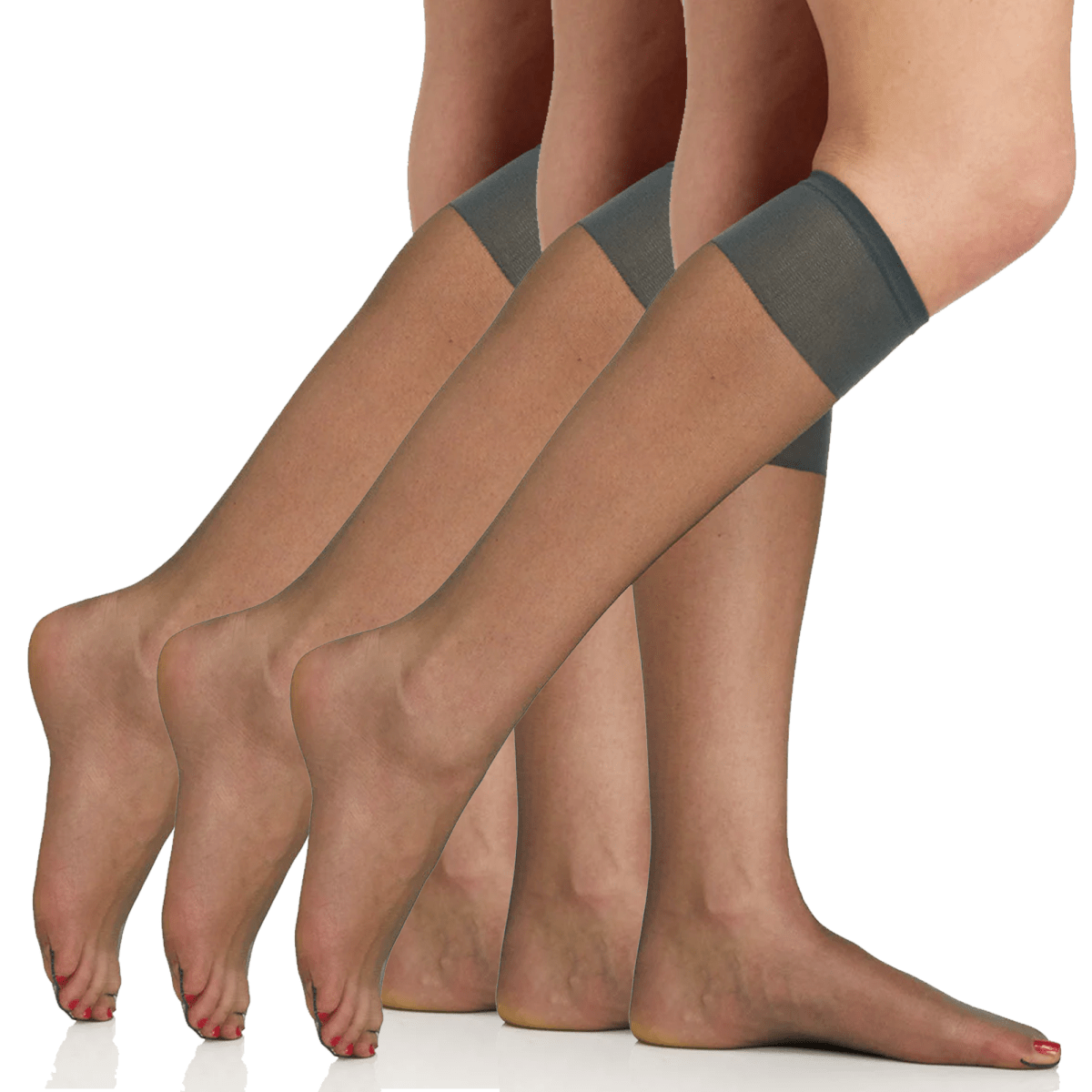 3 Pair Pack Ultra Sheer Knee High with Sandalfoot Toe - 6525 by Berkshire