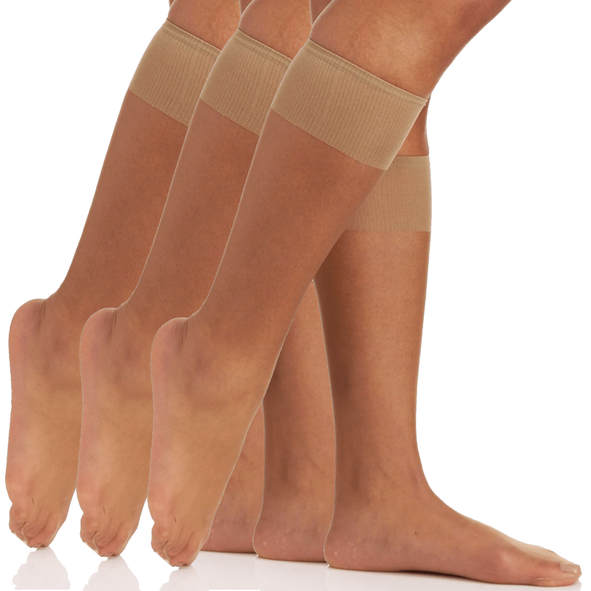 3 Pair Pack Ultra Sheer Knee High with Sandalfoot Toe - 6525 by Berkshire