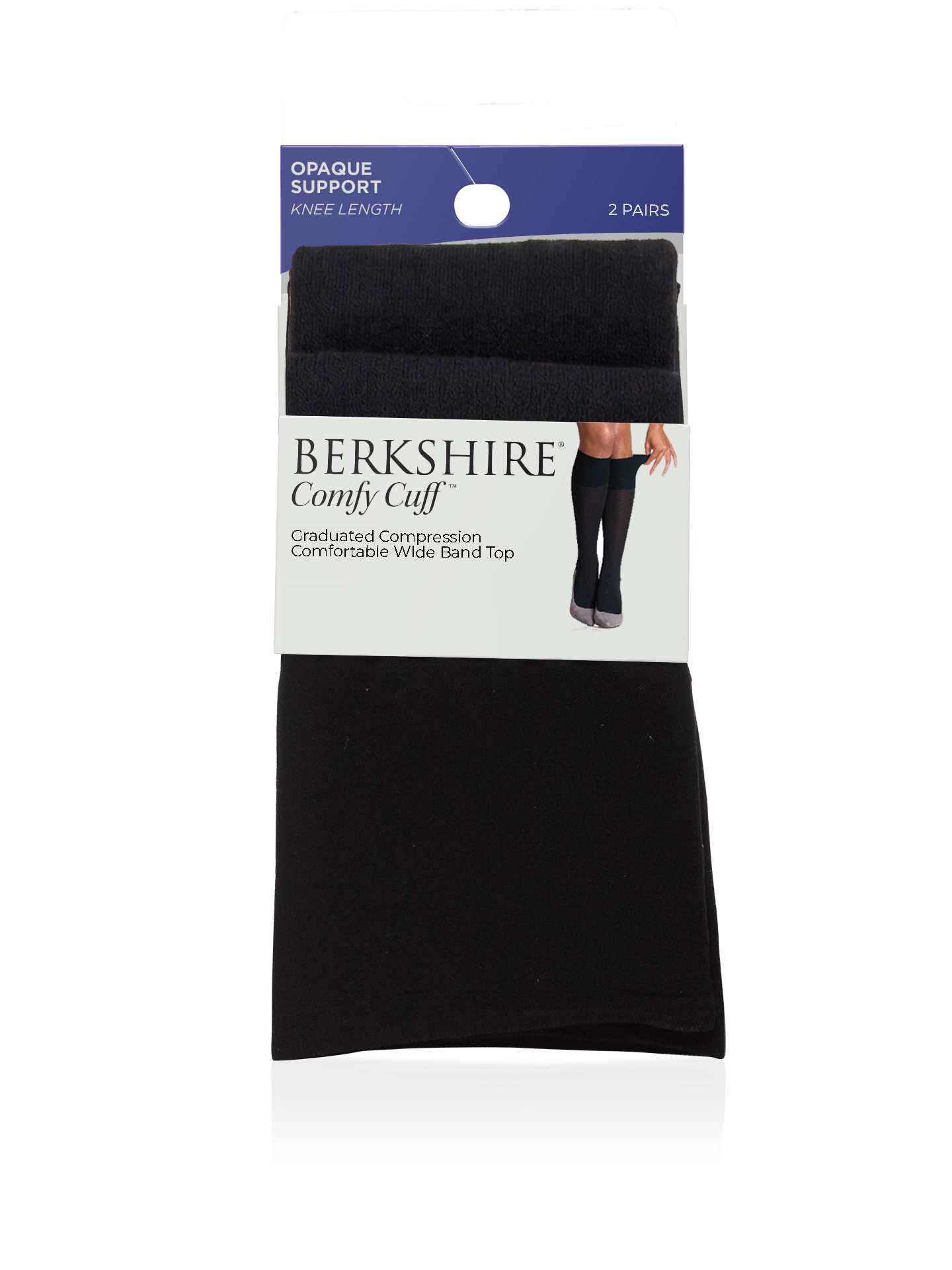Comfy Cuff Opaque Graduated Compression Trouser Sock with Sandalfoot Toe - 2 Pairs - 6103
