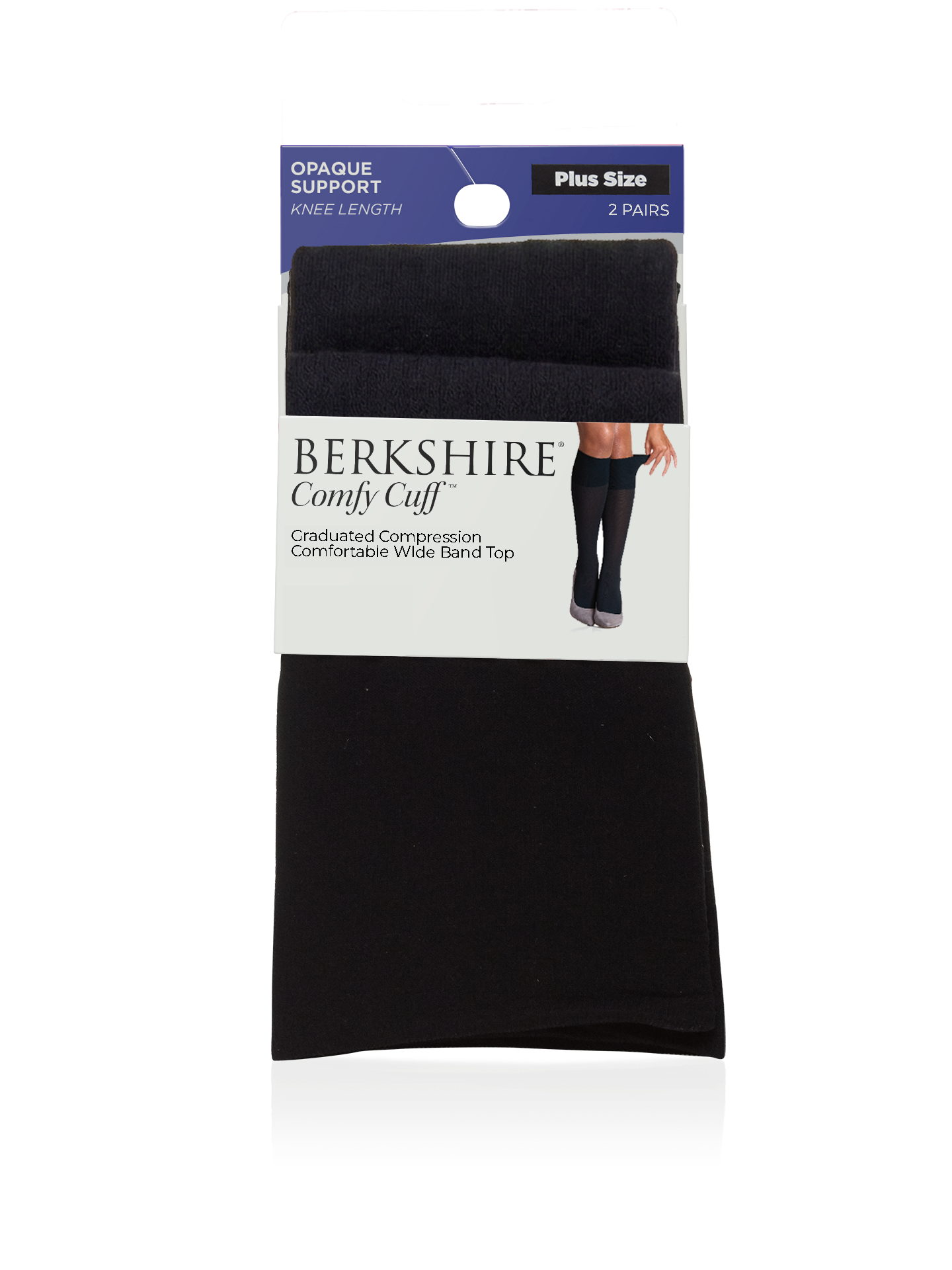 Comfy Cuff Plus Size Opaque Graduated Compression Trouser Sock with Sandalfoot Toe - 2 Pairs - 6203