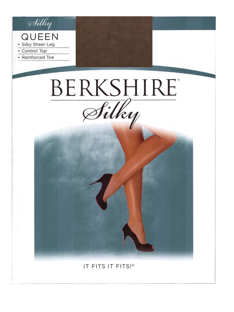 Queen Silky Sheer Extra Wear Control Top Pantyhose with Reinforced Toe - 4489 - Berkshire