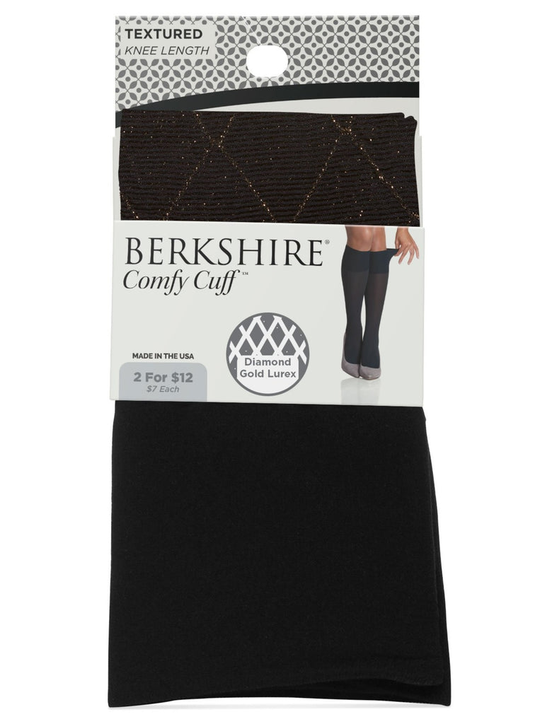 Comfy Cuff Gold Diamond Lurex Trouser Sock with Sandalfoot Toe - 5117 - Berkshire