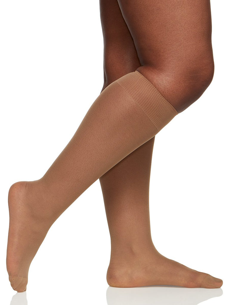 3 Pair Pack Queen All Day Sheer Knee High with Reinforced Toe - 6728 - Berkshire