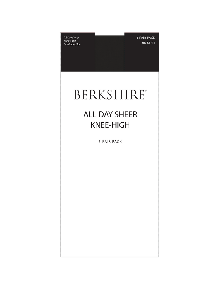 3 Pair Pack All Day Sheer Knee High with Reinforced Toe - 6528 - Berkshire