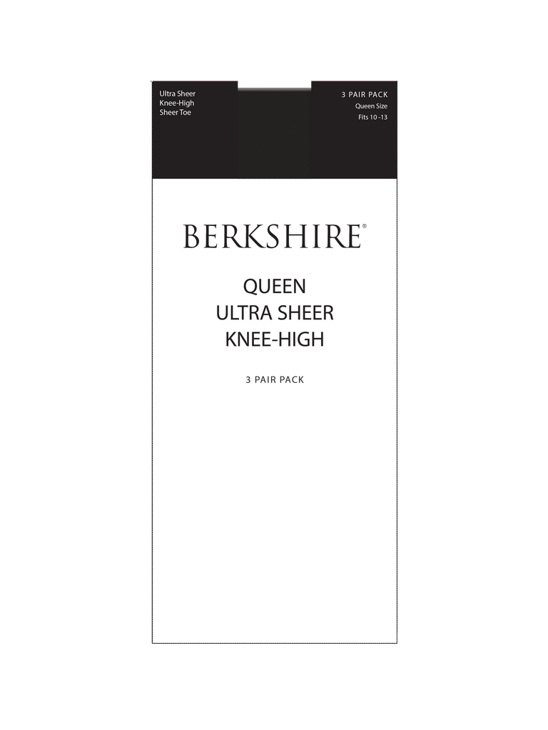 3 Pair Pack Queen Ultra Sheer Knee High with Sandalfoot Toe - 6725 - Berkshire