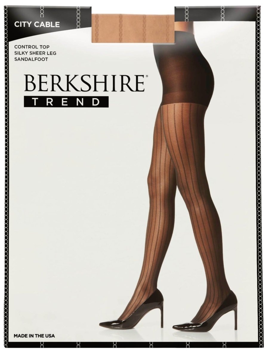 City Cable Silky Sheer Control Top Pantyhose with Sandalfoot Toe - 8028 by Berkshire